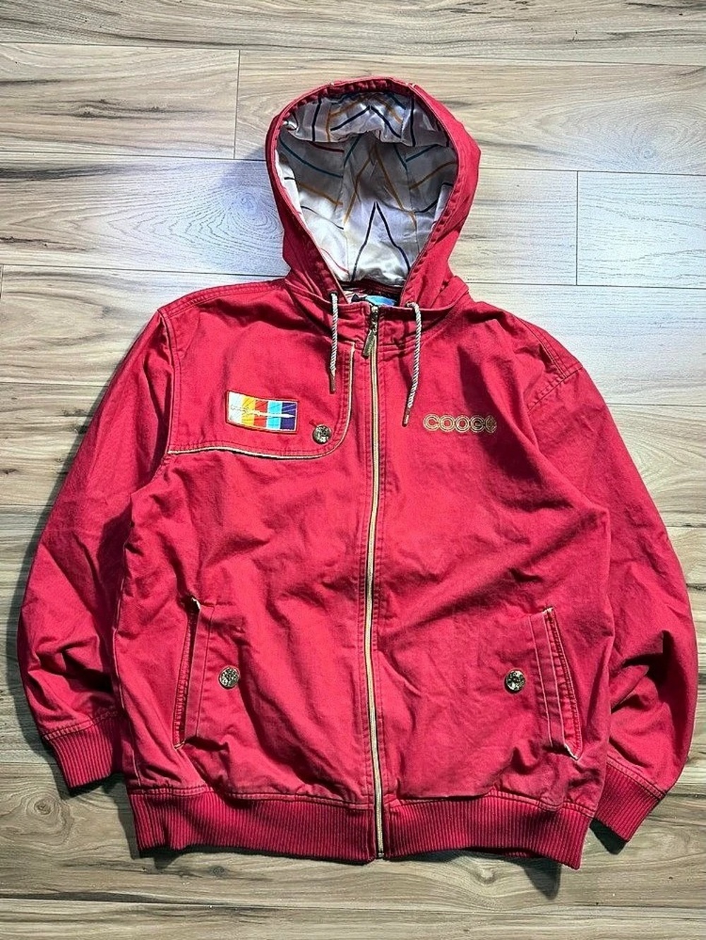 Coogi embroidered hooded jacket Hooded Bomber in Red XL